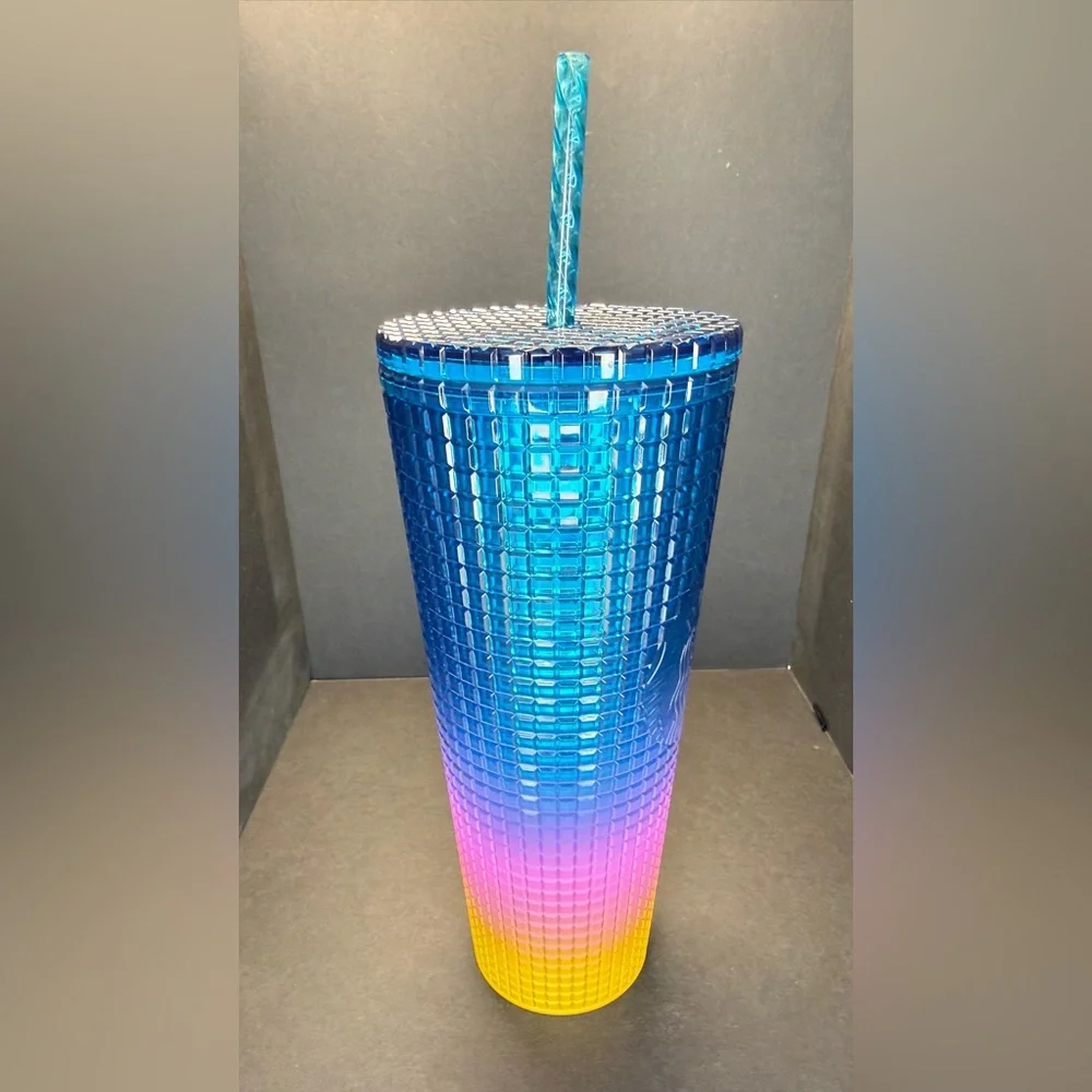 Starbucks Blue, Pink, Yellow, Studded Tumbler with Straw - Picture 2 of 9